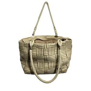Carabella Italy Handbag 15x9 Weave Basket Rope Beige Zipper Lined Pocket Purse